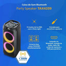Caixa de Som Bluetooth Party Speaker Philips 1300W TAX4209/78 LED USB AUX Função Karaokê Cartão SD